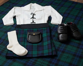 Custom Handmade Wool Tartan Baby Kilt Outfit: Clan Christmas Gift Highlands