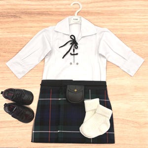 Mackenzie Tartan Baby Kilt Outfit made in Scotland – Full set Kilt, Ghillie Shirt, Hose, Sporran, Brogues |  Newborn, Toddler Sizes