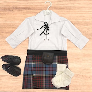 Anderson Tartan Baby Kilt Outfit made in Scotland – Full set of Kilt, Ghillie Shirt, Hose, Sporran, Brogues |  Newborn to Toddler Sizes