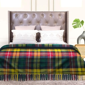 Buchanan Tartan Wolldecke: Schottenkaro Überwurf, Gesäumt