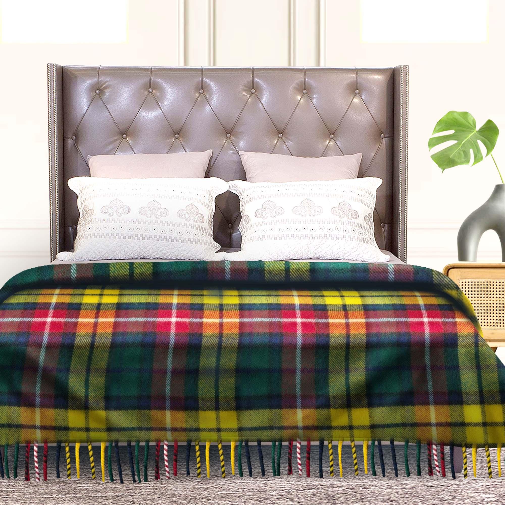 Jeté De Canapé Highland Laine Recyclée Motif Tartan Buchanan Antique
