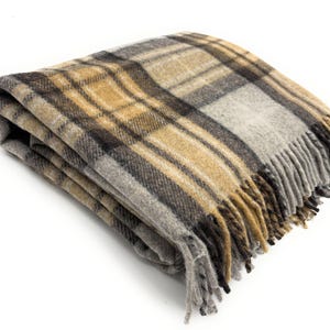 Soft Wool Tartan Blanket – 70x60 Inches – Soft, Warm & Timeless - Mackellar natural