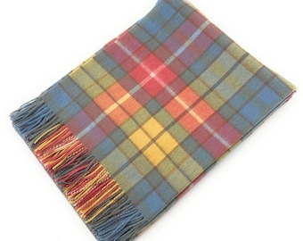 100% Lambswool Tartan Blanket Buchanan Ancient – Large, Soft & Luxurious Scottish Throw – 145×194 cm