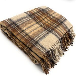 Soft Wool Tartan Blanket – 70x60 Inches – Soft, Warm & Timeless - Stewart natural dress
