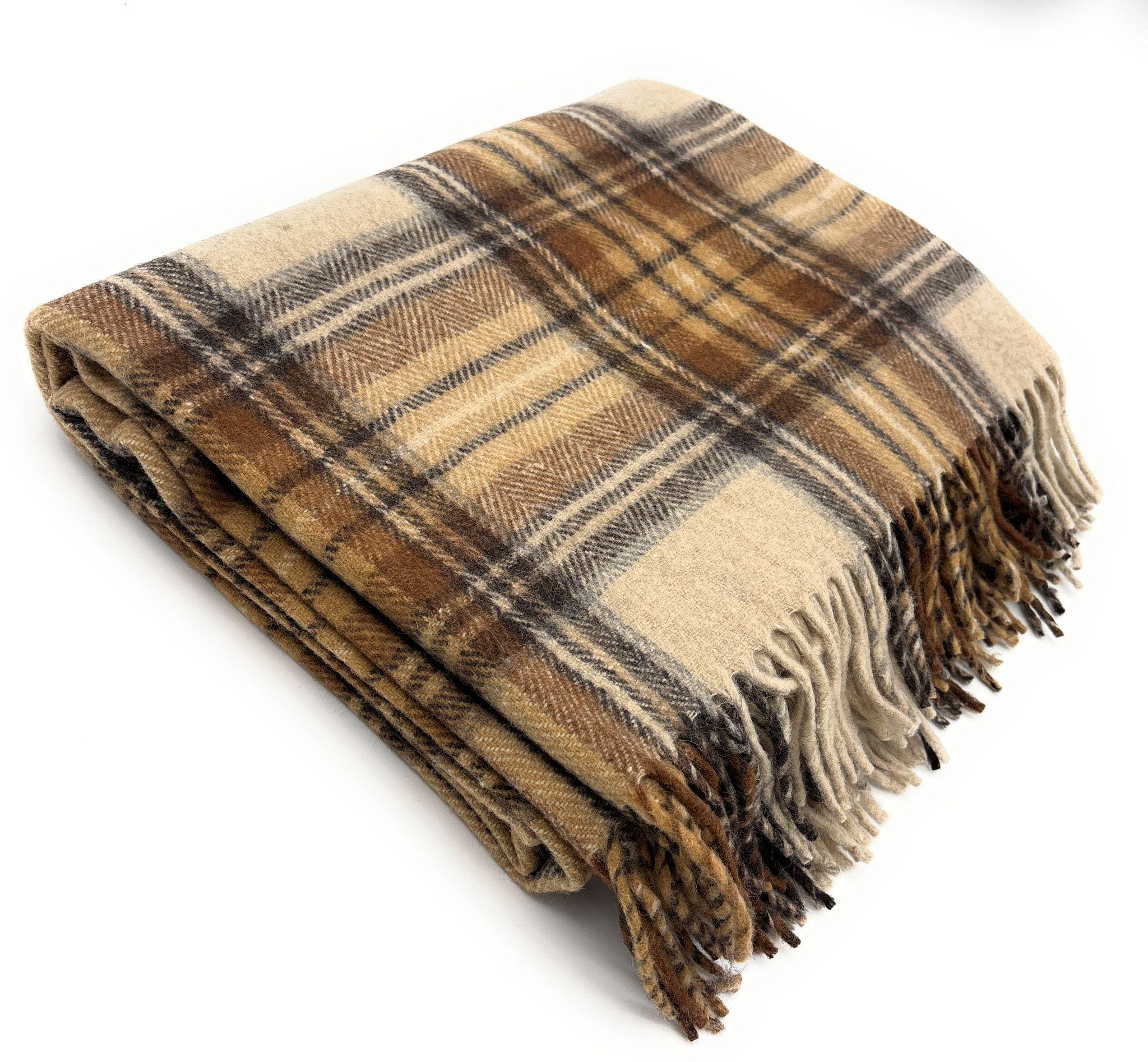 Couverture De Pique-nique En Laine Bronte Tweeds – Style Traditionnel écossais, Bleu Violet, Lavable En Machine