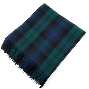 100% wool Black Watch Tartan Blanket Throw ; Fringed edges