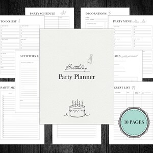 Birthday Party Planner – 10-Page Printable PDF for Kids – Games, Food, Checklist & Schedule – 2 Color Versions – Instant Download