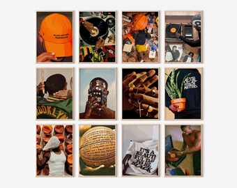 Black Man Art Wall Gallery, Hypebeast Room Decor, Afro American Man Poster (Digital Set-12)