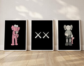 Set-3 de láminas Hypebeast para pared, pósteres urbanos negros, láminas de arte callejero minimalista moderno (digitales)