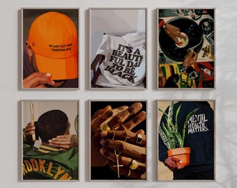 Masculine Black Man Wall Art, Hypebeast Room Decor, Boy Room Poster (Digital-6)