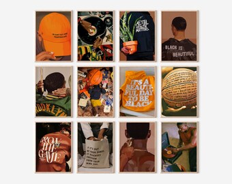Mannelijke kamerposters, Black Man Wall Art Gallery, Hypebeast Boy Room Decor (digitale set-12)