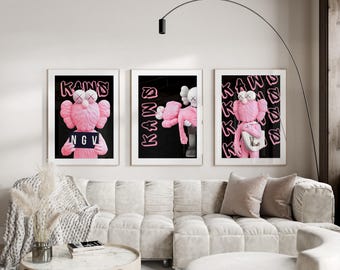 Póster de figura Kaws de Black Pink; Arte mural estilo graffiti HypeBeast, impresiones modernas Y2K (Digital-3)