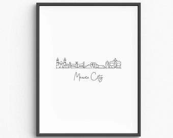 Mexico City Line Art Print, Minimalist Urban Travel Poster (Digital Download)
