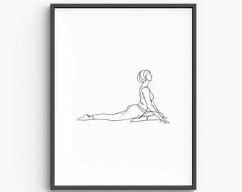 Minimalist Yoga Line Art Print, Meditation Pose (Digital Download)