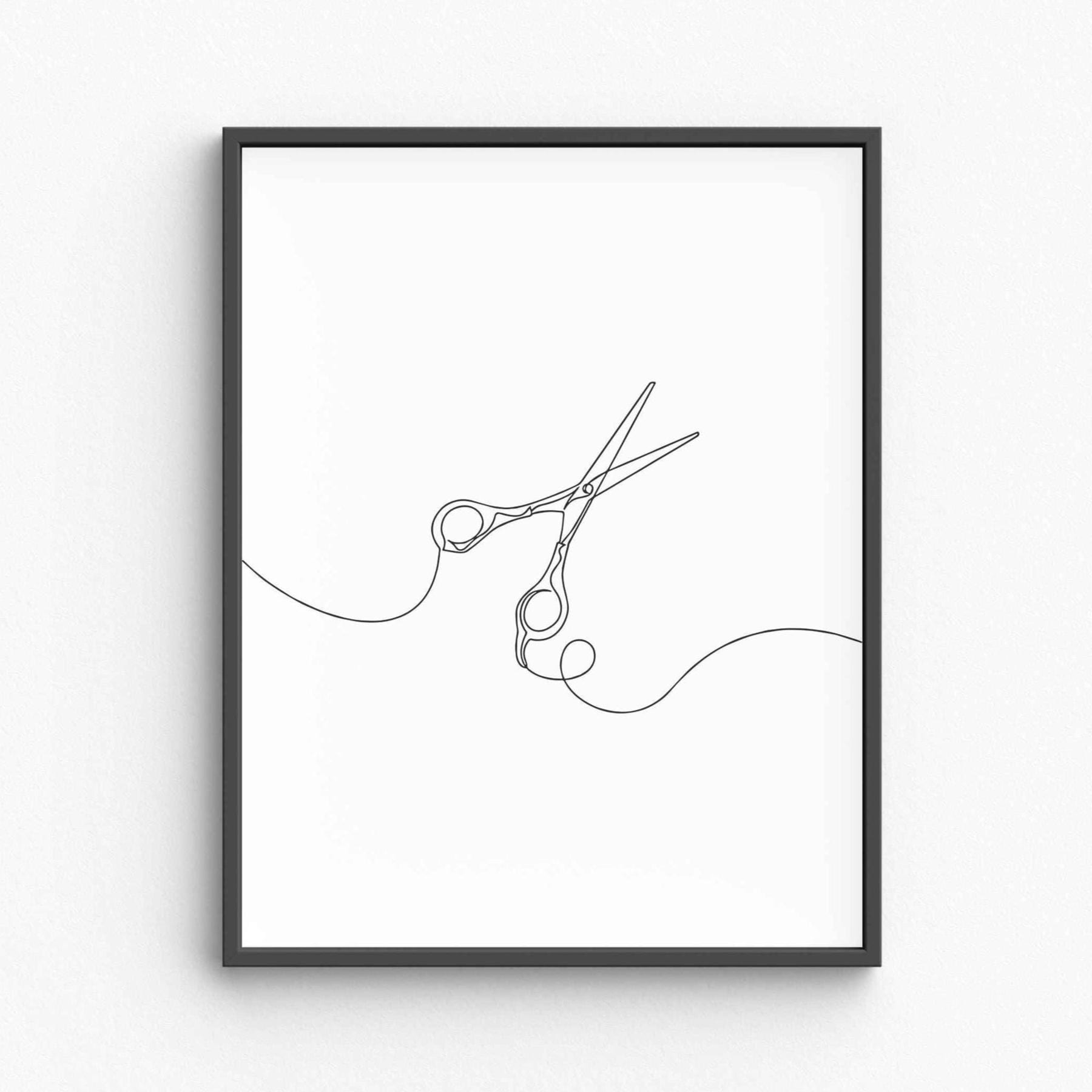 Minimalist Scissors Line Art Print, Modern Office Decor (digital