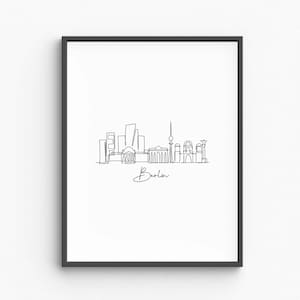 Berlin Line Art, Minimalist Berlin City Print, Germany Wall Art, Urban Silhouette Poster, Travel City Decor, Digital Download