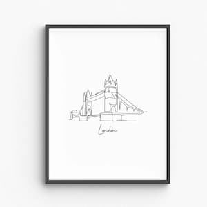 London Line Art, Minimalist London City Print, UK Travel Poster, British Wall Art, Urban Silhouette Decor, Digital Download