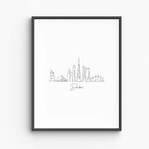 Dubai Line Art, Minimalist Dubai City Print, UAE Travel Wall Art, Modern City Silhouette Poster, Urban Decor, Digital Download