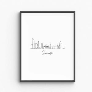 Jakarta Line Art, Minimalist Jakarta City Print, Indonesia Travel Poster, Urban Silhouette Wall Art, Modern Decor, Digital Download