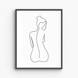 Minimalistische Frau Silhouette Line Art, elegante weibliche Figur Zeichnung, weibliche Körper Kontur, moderne Wanddekoration, druckbare Wandkunst