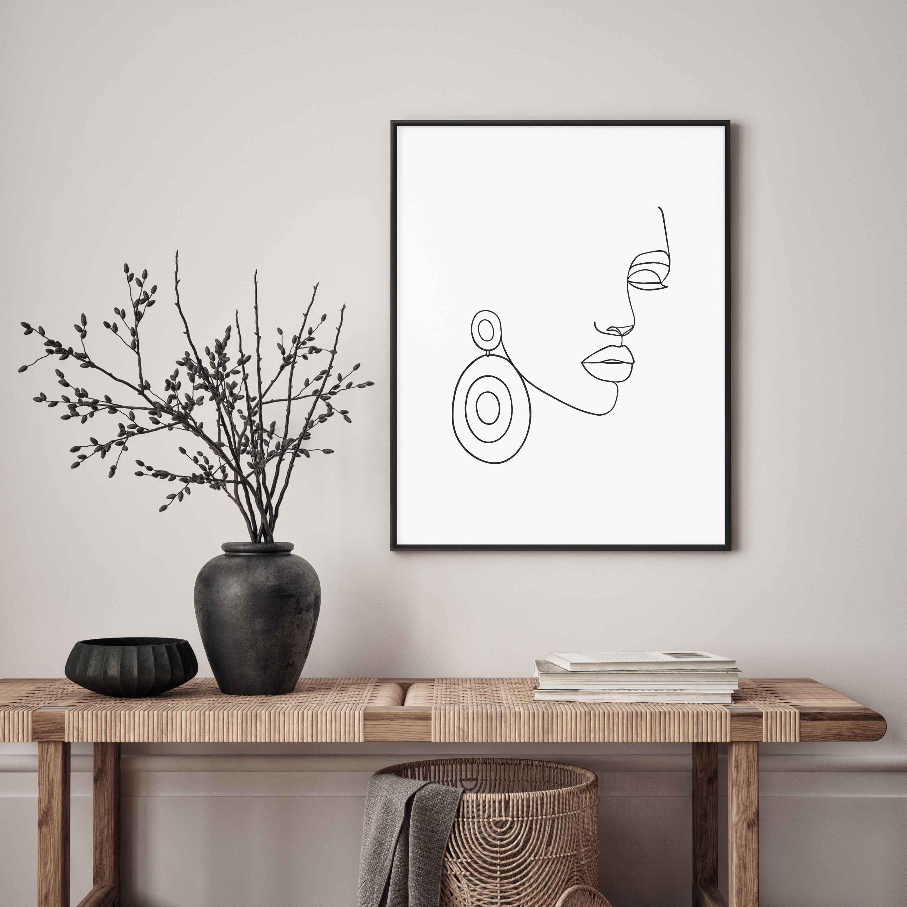 Minimalist Woman Line Art Print, Elegant Portrait (digital Download) - Etsy