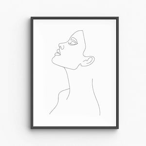 Minimalist Beautiful Woman Silhouette, Elegant Female Line Art Drawing, Feminine Outline Wall Art, Black and White Modern Decor