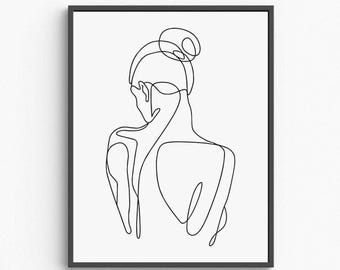 Minimalist Woman Back Line Art, Elegant Silhouette (Digital Download)