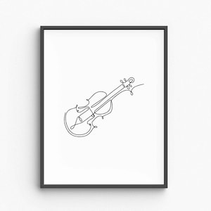 Minimalist Violin Line Art, Elegant Music Instrument Drawing, Classical String Art Print, Musician Wall Decor, Printable Wall Art