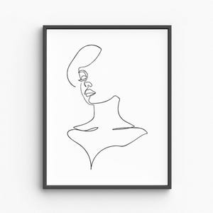Woman Face Line Art, Minimalist Female Portrait Print, Elegant Wall Art, Abstract Woman Drawing, Digital Download, Modern Home Decor