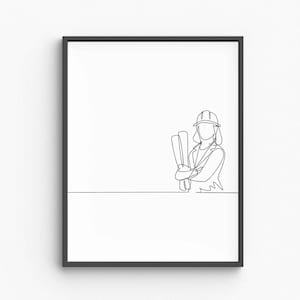 Architect Line Art, Minimalist Architecture Print, Modern Designer Wall Art, Drafting Tools Illustration, Creative Studio Decor