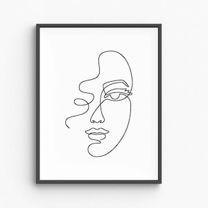 Minimalist Woman Face Line Art, Elegant Female Portrait Sketch, Feminine Beauty Drawing, Modern Wall Decor for Home, Printable Wall Art