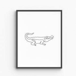 Crocodile Line Art, Minimalist Crocodile Print, Jungle Animal Wall Art, Reptile Illustration, Safari Decor, Digital Download