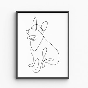 Dog Line Art, Animal Line Art Print, Animal Drawing, Dog Art Line, Minimalist Wall Art, Bedroom Wall Art, Digital Download.