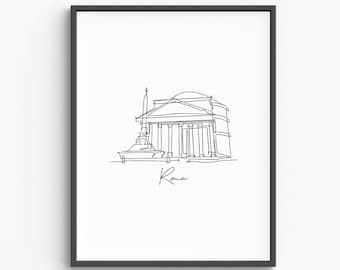Minimalist Rome Line Art Print, Italy Travel Poster (Digital Download)
