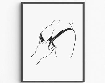 Sensuele vrouwelijke lijnkunstprint, minimalistisch slaapkamerdecor (digitale download)