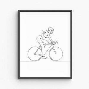 Minimalist Bicycle Ride Line Art, Simple Cycling Illustration, Active Lifestyle Decor, Outdoor Sport Sketch, Printable Wall Art