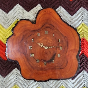 Vintage MCM Redwood Burl Clock