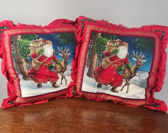 Vintage Old World Santa Pillows