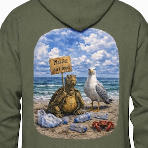 Sea Schildkröte Hoodie: Plastik ist kein Essen, Ocean Conservation Sweatshirt - Rettet das Leben im Meer