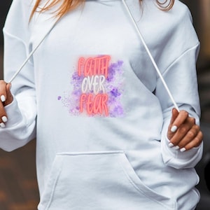 faith over fear, christian hoodie, christian apparel, Unisex Heavy Blend™ Hooded Sweatshirt