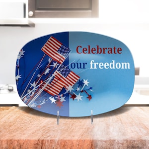 Patriotic platter, red white and blue, outdoor dining , 4th of July