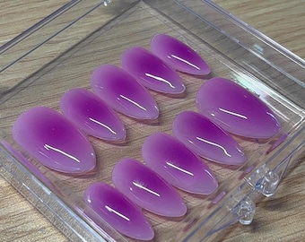 Purple Aura Press On Nails | Almond Nails | Ombre Gradient Nails | Soft Purple Nails | Reusable Handmade Nail Set | Special Occasion Nails