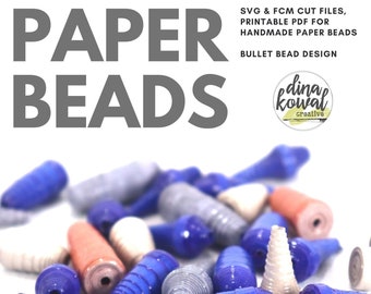 Paper Bead Cut File Template - svg fcm pdf - Bullet Bead 3 sizes