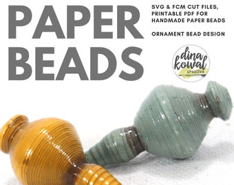 Paper Bead Cut File Template - svg fcm pdf - Vintage Ornament Pendant Bead