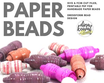 Paper Bead Cut File Template - svg fcm pdf - Dressform Bead 2 sizes