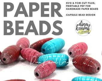 Paper Bead Cut File Template - svg fcm pdf - Capsule Bead 2 sizes