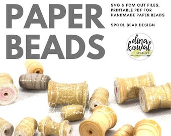 Paper Bead Cut File Template - svg fcm pdf - Spool Bead 3 sizes