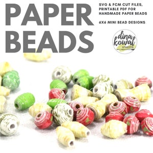 Paper Bead Cut File Template - svg fcm pdf - Mini Beads for 6x6 paper - 5 bead shapes