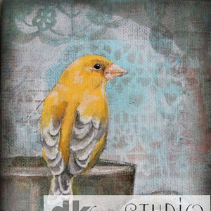 Morning Coffee -  5&quot;x 7&quot; print - bird on coffee mug