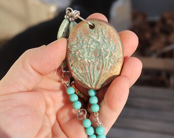 Nature Print Necklace with vintage beads